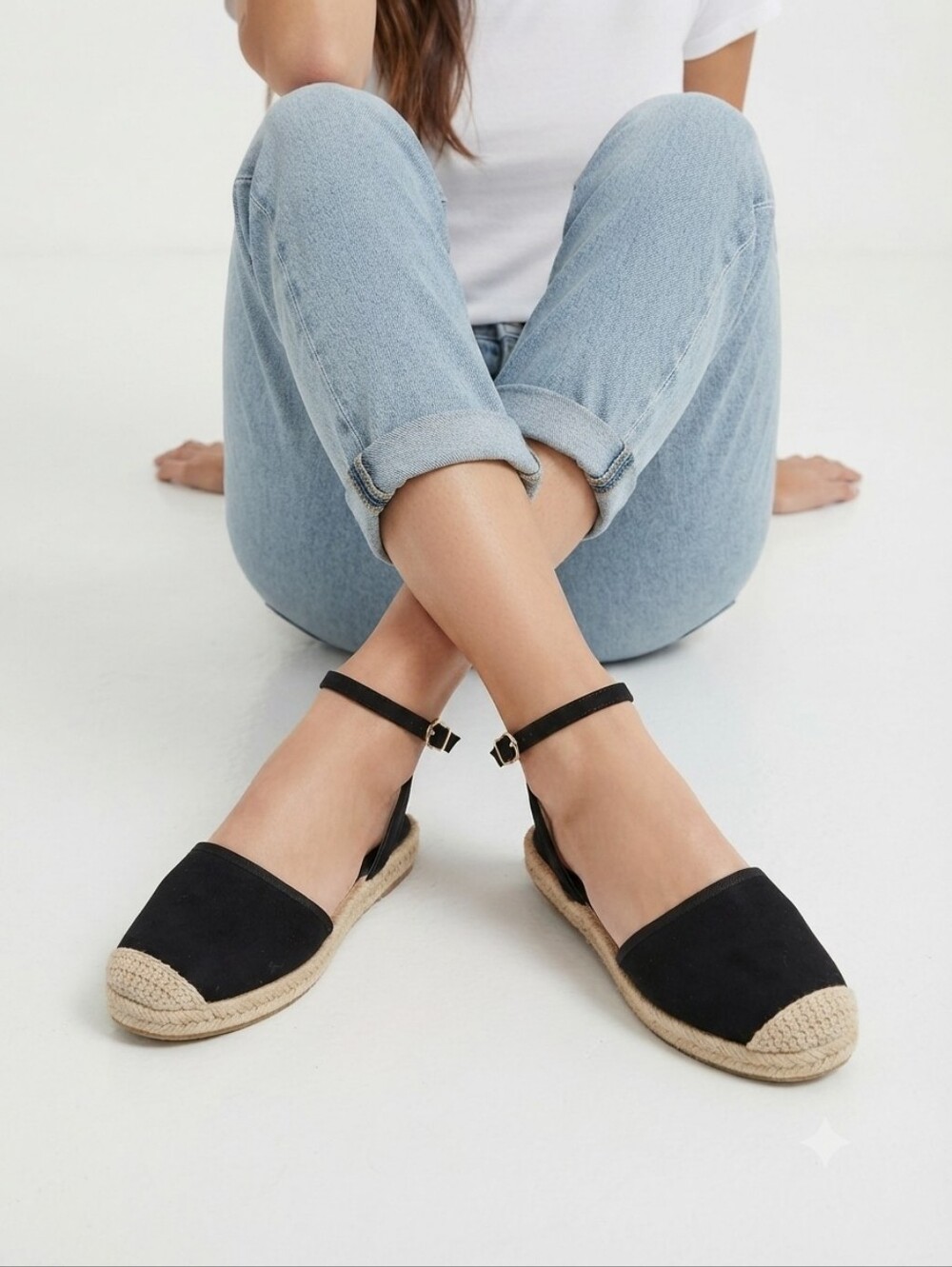 GBG Los Angeles Black Ankle Strap Espadrille Sandals Women's Size 10M